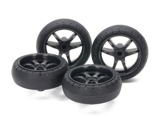 田宮四驅車 15546 低摩擦大徑桶型輪胎（31mm）與碳纖維強化輪框（V形輻條）